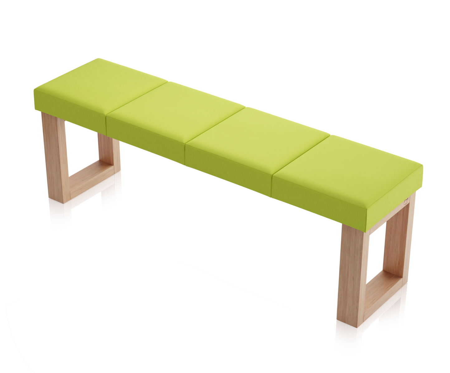 Ławka Paris Dąb Naturalny - 4 segmenty (140 cm), tapicerka Toronto Limonkowy Zielony
