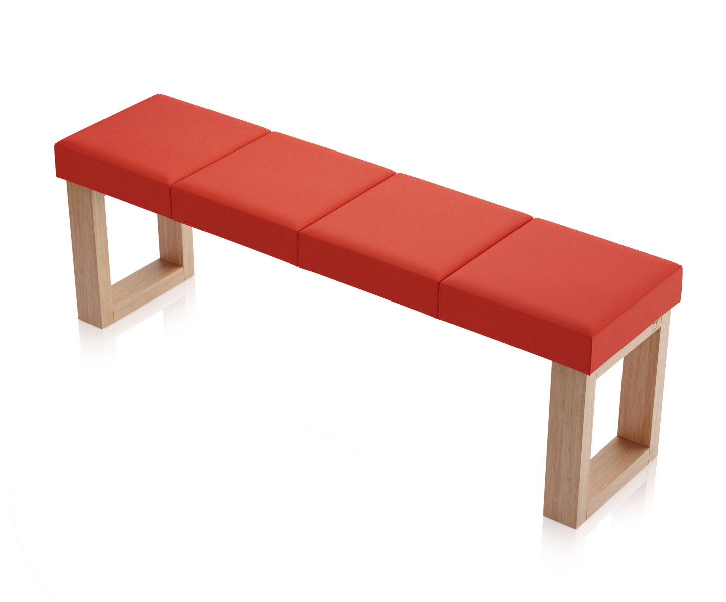 Ławka Paris Dąb Naturalny - 4 segmenty (140 cm), tapicerka Toronto Ognisty Czerwony