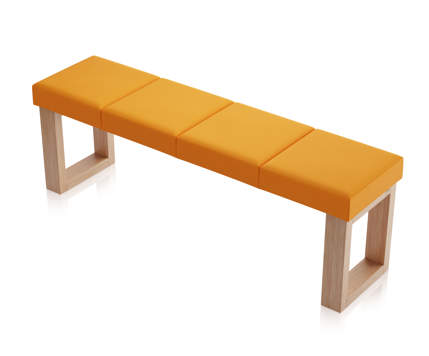Ławka Paris Dąb Naturalny - 4 segmenty (140 cm), tapicerka Toronto Pomarańczowy