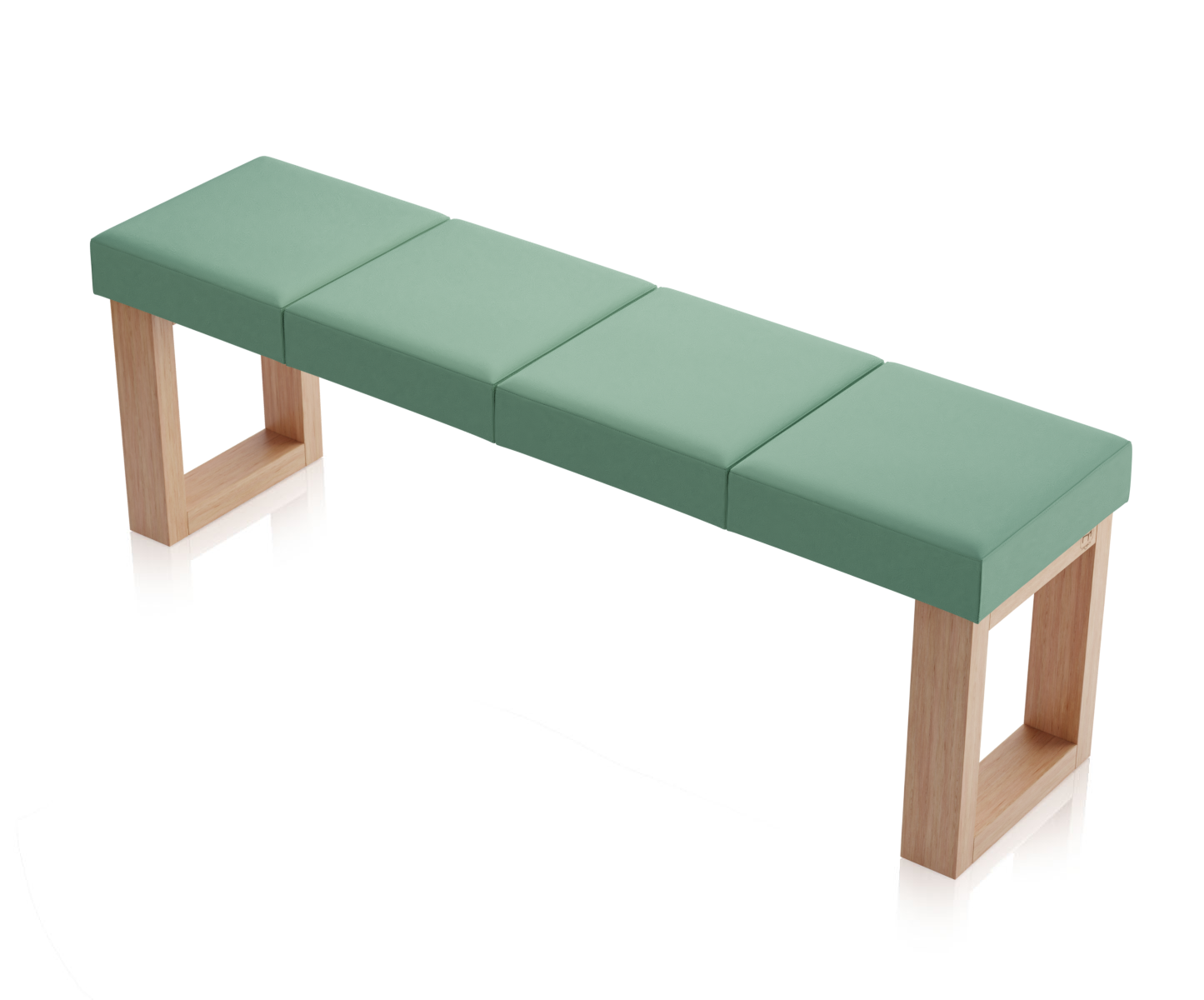 Ławka Paris Dąb Naturalny - 4 segmenty (140 cm), tapicerka Toronto Szałwiowy Zielony